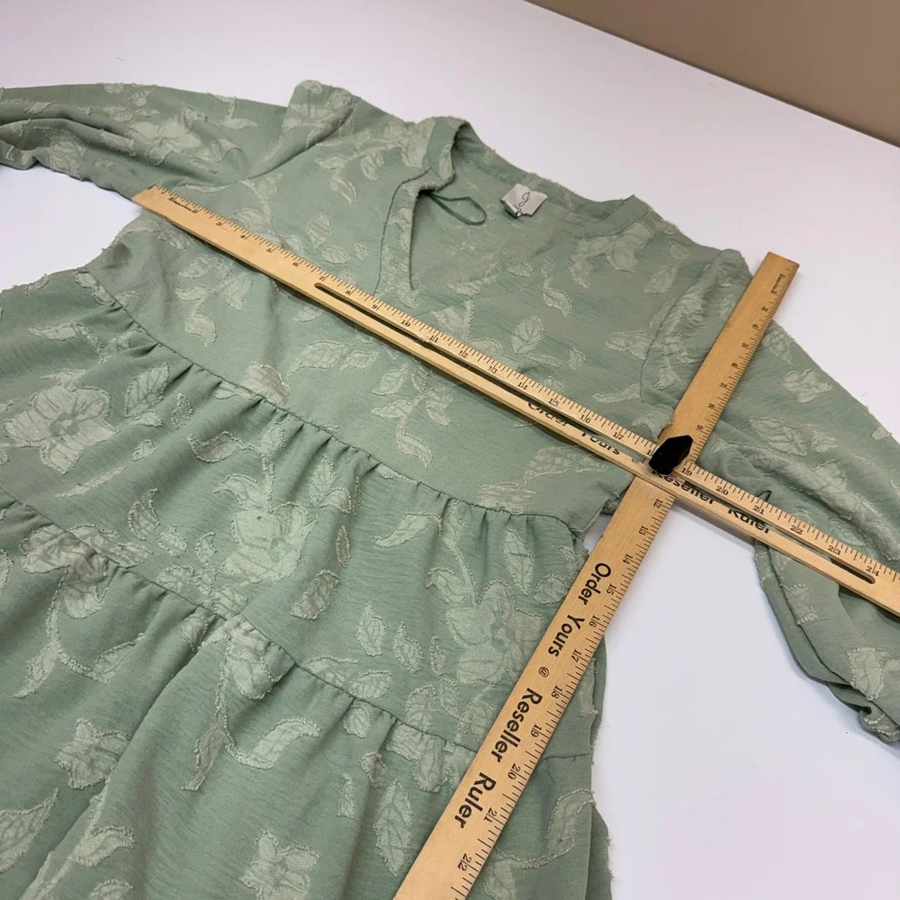 Joie Dress Womens Medium Green Floral Jacquard Boho Cottagecore